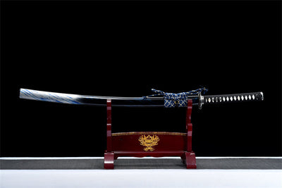 Handmade Spring Steel Full Tang Real Japanese Katana With Blue Wave Style