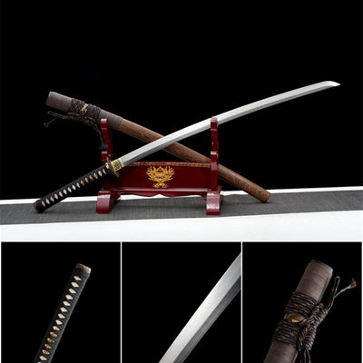 Handmade Damascus Steel Full Tang Real Japanese Katana With Rosewood Sheath