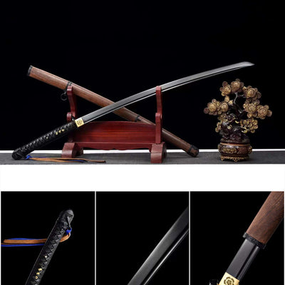 Handmade Manganese Steel Full Tang Real Japanese Katana With Pear Wood Sheath