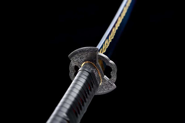Handmade High Carbon Steel Full Tang Real Japanese Katana With With Blue Golden Edge