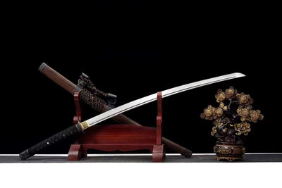 Handmade Damascus Steel Full Tang Real Japanese Katana With Pear Wood Sheath