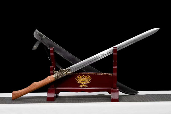 Handmade Manganese Steel Real Sword With Black Sheath