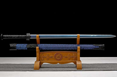 Handmade High Carbon Steel Real Sword With Blue Sheath