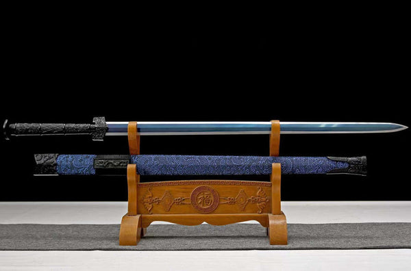 Handmade High Carbon Steel Real Sword With Blue Sheath