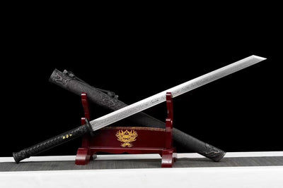Handmade Manganese Steel Real Sword With Black Sheath Black Dragon