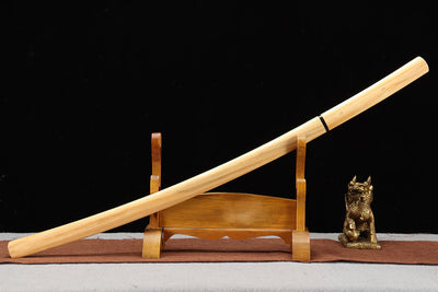 Handmade High Carbon Steel Full Tang Real Japanese Katana With Yellow Cypress Sheath Clay Tempered