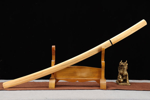 Handmade High Carbon Steel Full Tang Real Japanese Katana With Yellow Cypress Sheath Clay Tempered