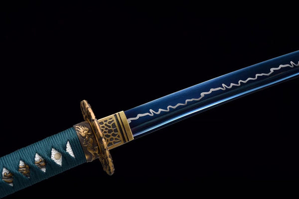 Handmade Spring Steel Full Tang Real Japanese Katana With Blue Lightning Style
