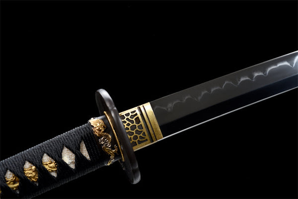 Handmade T10 Steel Full Tang Real Japanese Katana With Dragon Leather Sheath