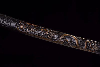 Handmade Spring Steel Full Tang Real Japanese Katana With Embossed Dragon Sheath