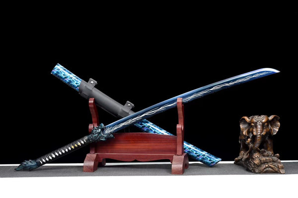 Handmade Manganese Steel Full Tang Real Japanese Katana With Blue Lightning Style