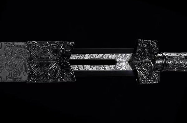 Handmade High Carbon Steel Real Sword With Black Sheath