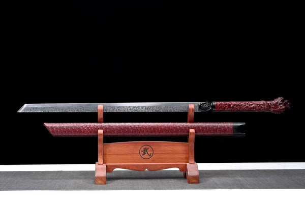 Handmade Manganese Steel Real Sword With red Sheath