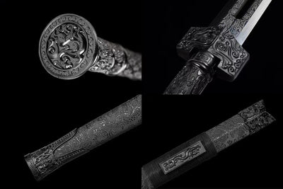 Handmade High Carbon Steel Real Sword With Black Sheath