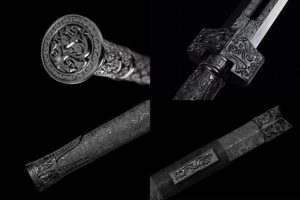 Handmade High Carbon Steel Real Sword With Black Sheath