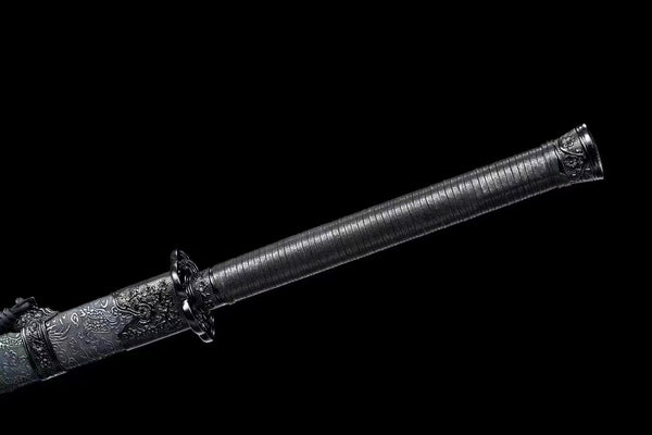 Handmade Carbon Steel Real Sword With Black Sheath