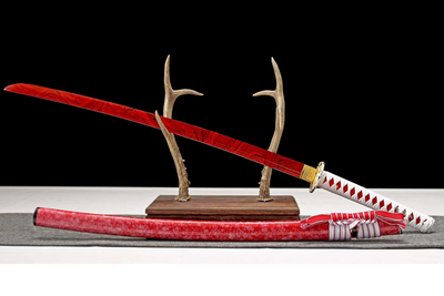 High-End Red Flame Metal Katana With Sheath Anime Replicas